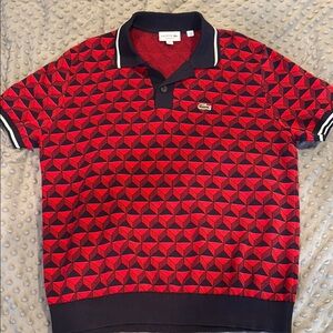 Lacoste Red and Black Geometric Polo Shirt